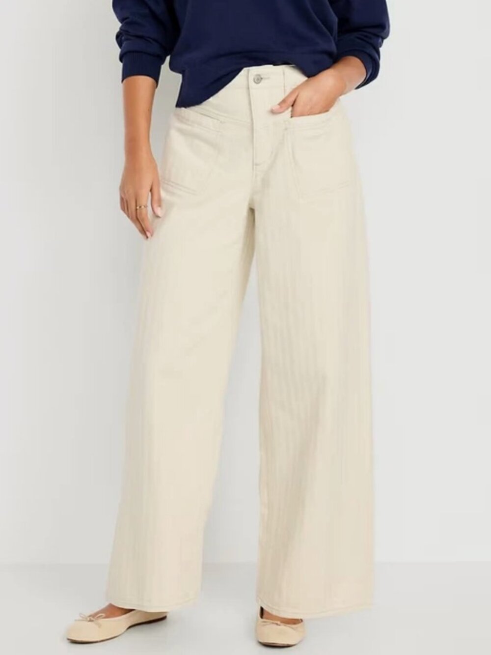 Old Navy Baggy Wide-Leg High-Rise Utility Jeans Chevron Size 4